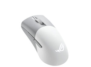ASUS ROG Keris Wireless AimPoint - Mus - højrehåndet - optisk - 5 knapper - trådløs, kablet - 2.4 GHz, USB 2.0, Bluetooth 5.1 LE - månelyshvid