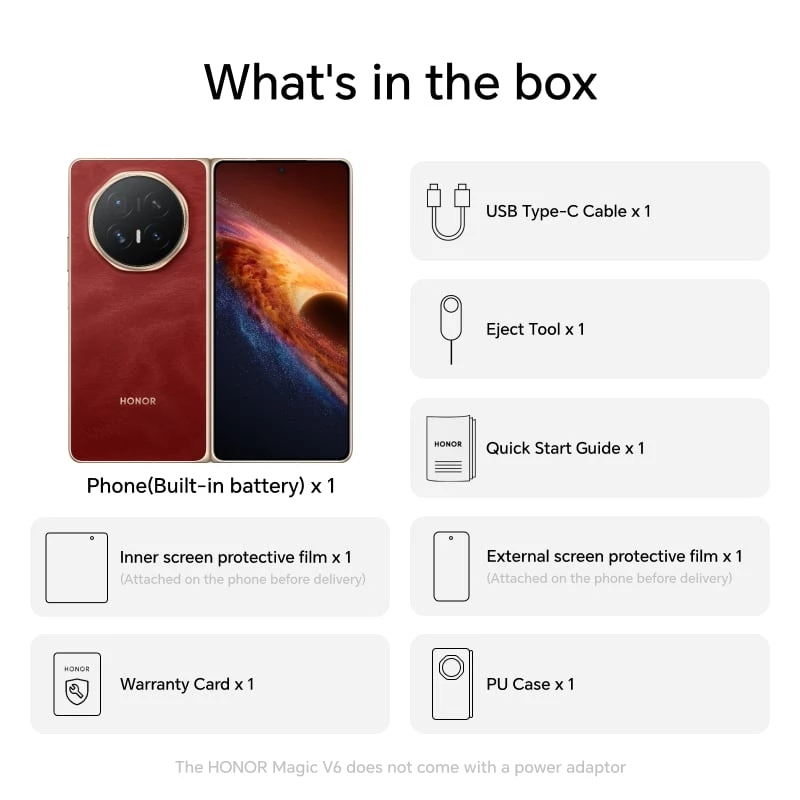 Honor MAGIC V6, 16,6 cm (6.52"), 2420 x 1080 pixel, 16 GB, 512 GB, 50 MP, Rød - Billede 2