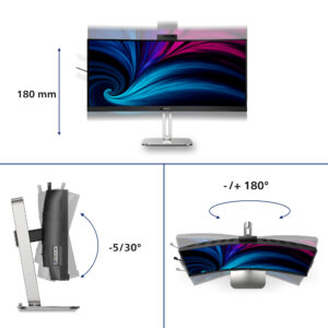 Philips 34B2U6603CH - 6000 Series - LED-skærm - kurvet - 34"" - 3440 x 1440 WQHD @ 120 Hz - VA - 550 cd/m² - 4000:1 - DisplayHDR 400 - 4 ms - Thunderbolt 4, 2xHDMI, DisplayPort - højtalere - brunsort - Billede 5