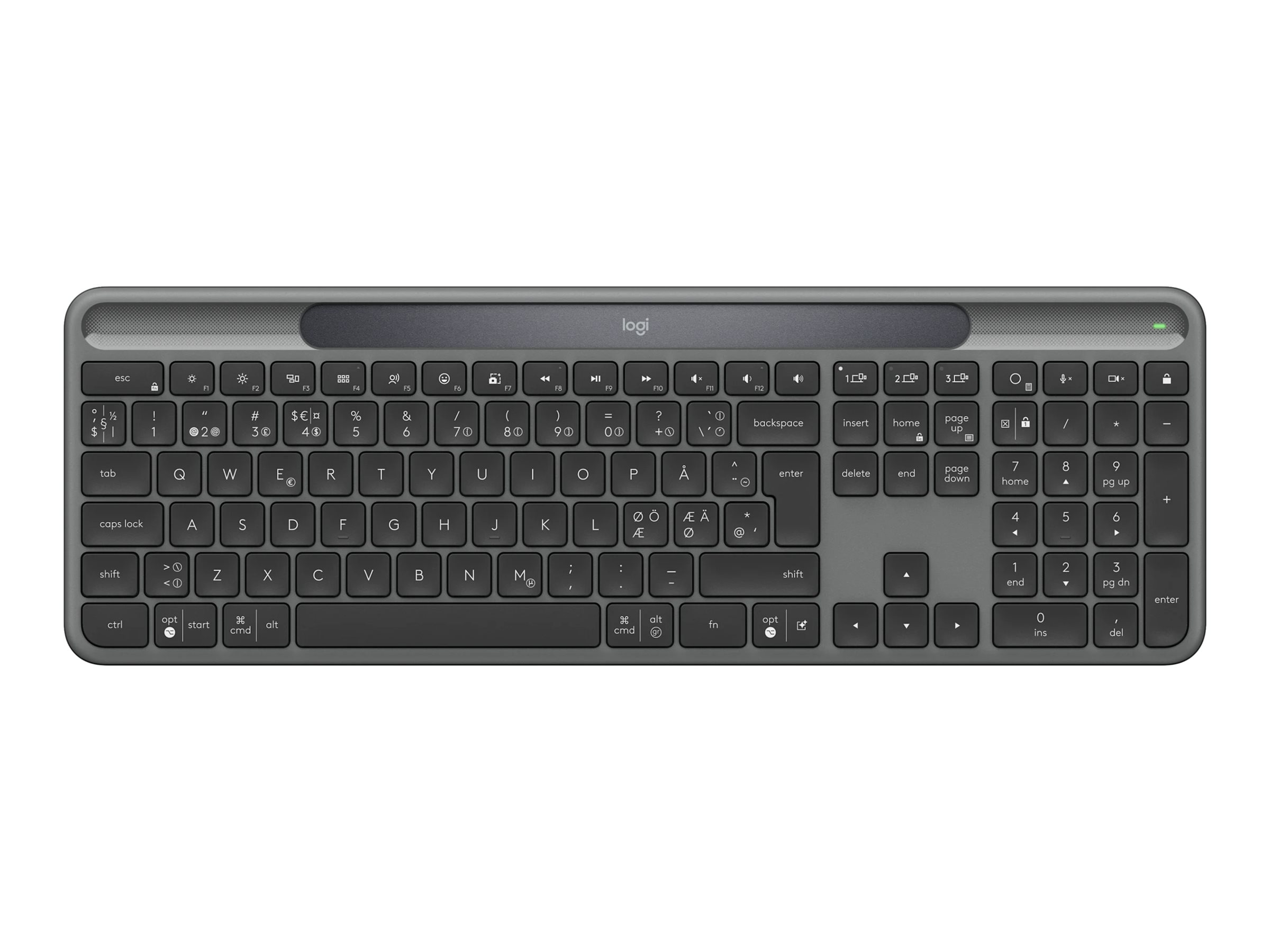 Logitech Signature Slim Solar+ K980 - Tastatur - trådløs - solcelle - Bluetooth/Logi Bolt - QWERTY - Nordic - grafit