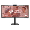 AOC CU34E4CW - LED-skærm - kurvet - USB - 34"" - 3440 x 1440 UWQHD - VA - 350 cd/m² - 3500:1 - HDR10 - 4 ms - 2xHDMI, DisplayPort - højtalere - sort
