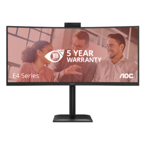 AOC CU34E4CW - LED-skærm - kurvet - USB - 34"" - 3440 x 1440 UWQHD - VA - 350 cd/m² - 3500:1 - HDR10 - 4 ms - 2xHDMI, DisplayPort - højtalere - sort