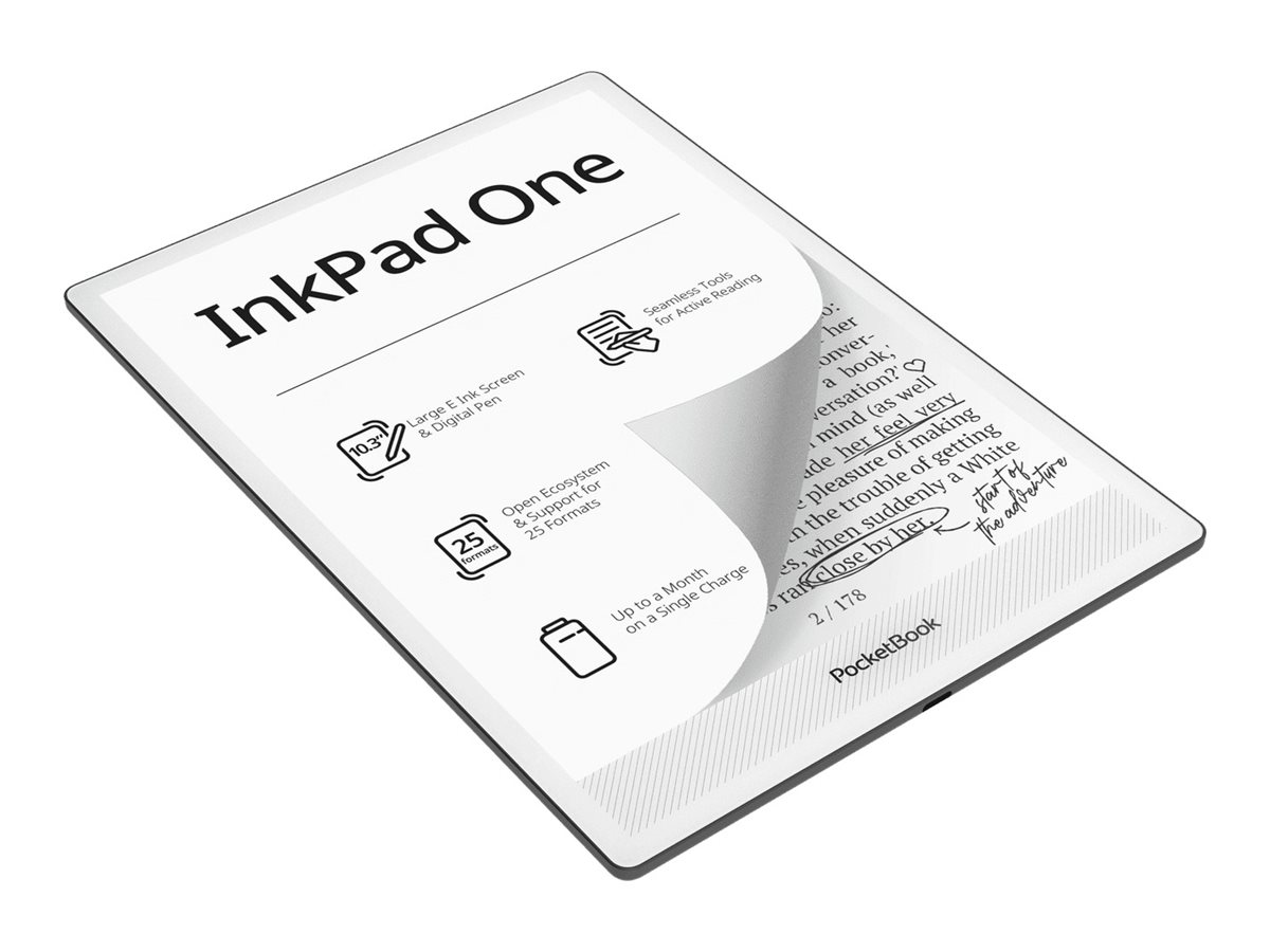 PocketBook InkPad One DACH-Version - eBook læser - 32 GB - 10.3"" monokrom E Ink (1404 x 1872) - touch screen - Bluetooth - mat sort