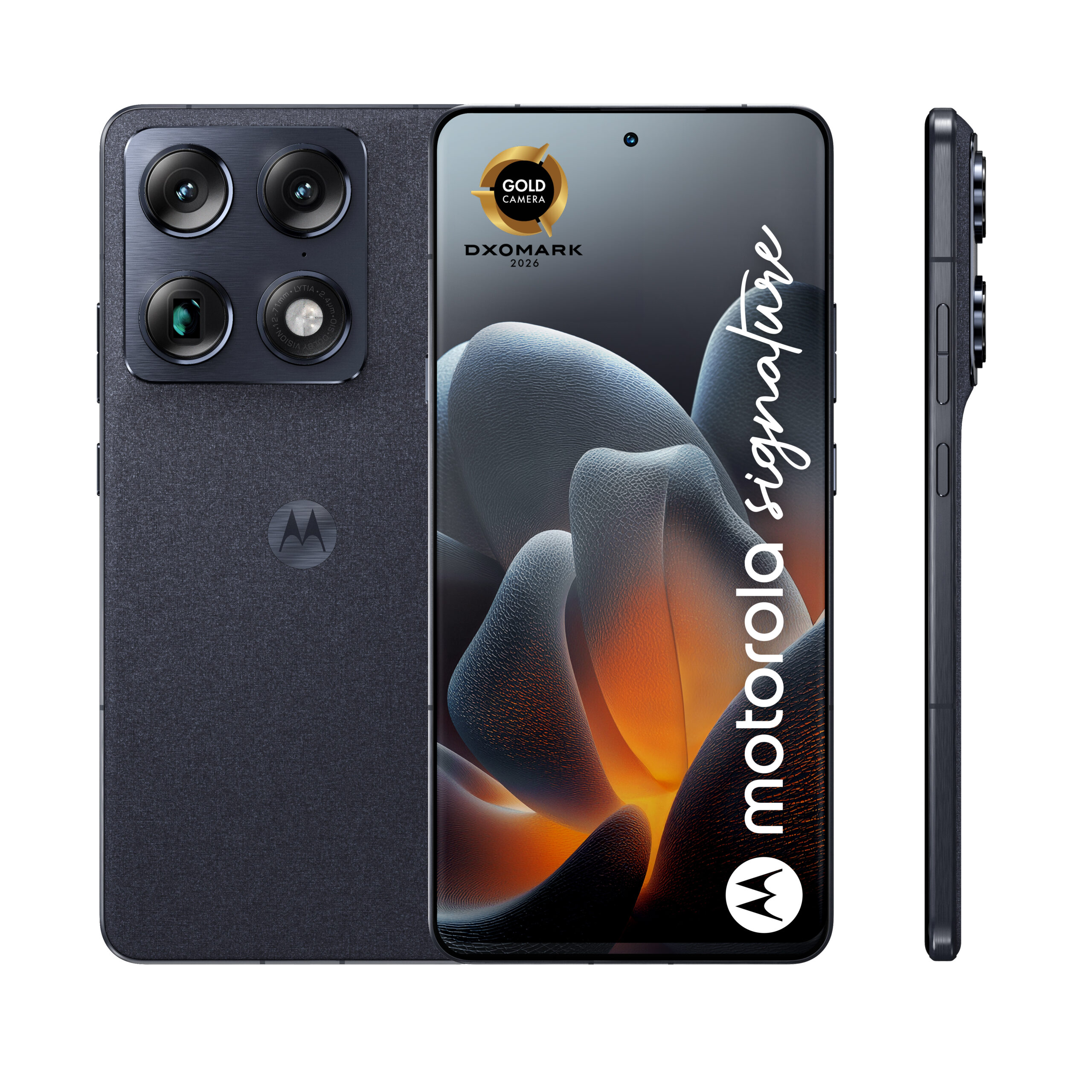 Motorola signature - 5G smartphone - dual-SIM - RAM 16 GB / Intern hukommelse 512 GB - OLED display - 6.78"" - 2780 x 1264 pixels (165 Hz) - 3x bagkamera 50 MP, 50 MP, 50 MP - front camera 50 MP - pantone carbon - Billede 2