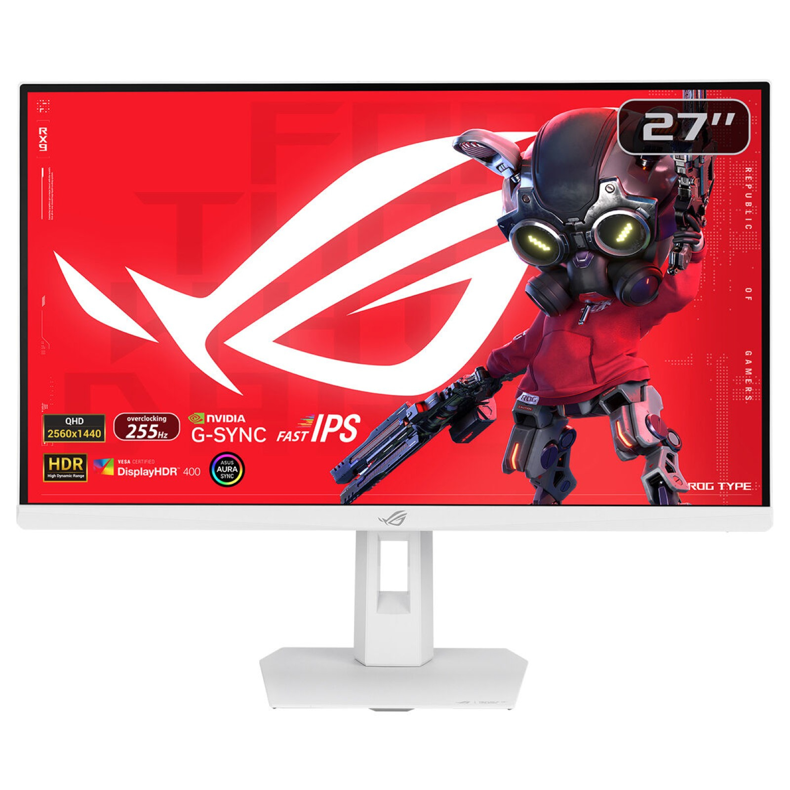 ASUS ROG Strix XG27ACMES-W - LED-skærm - gaming - 27"" - 2560 x 1440 QHD @ 255 Hz - Fast IPS - 400 cd/m² - 1300:1 - DisplayHDR 400 - 0.3 ms - HDMI, DisplayPort, USB-C - hvid