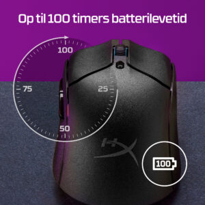 HyperX Pulsefire Haste 2 - Mus - optisk - 6 knapper - trådløs, kablet - 2.4 GHz, Bluetooth 5.0 - trådløs modtager (USB) - hvid - Billede 4