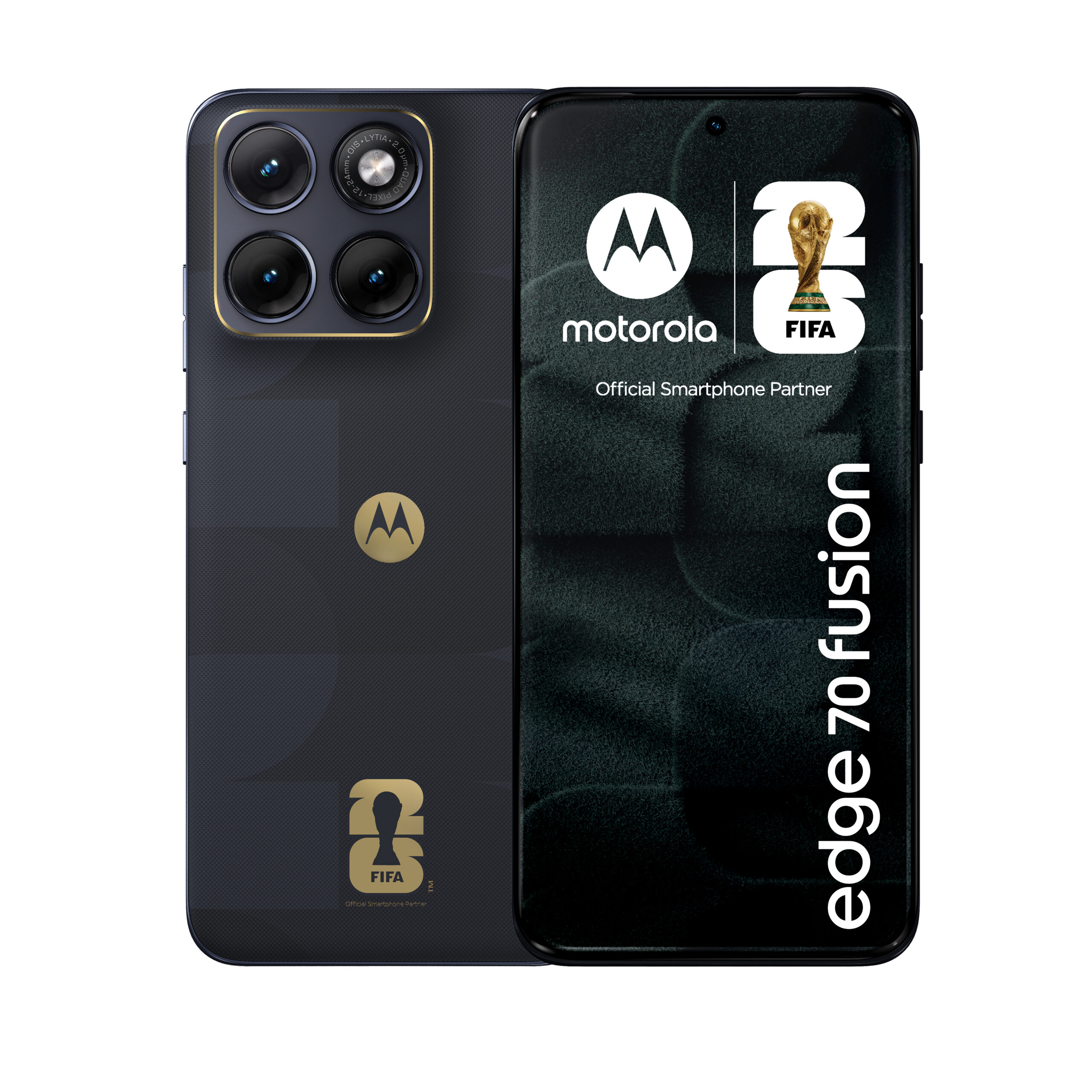 Motorola Edge 70 Fusion - FIFA Edition - 5G smartphone - dual-SIM - RAM 8 GB / Intern hukommelse 256 GB - OLED display - 6.78"" - 2772 x 1272 pixels (144 Hz) - 3x bagkamera 50 MP, 13 MP - front camera 32 MP - pantone silhuet