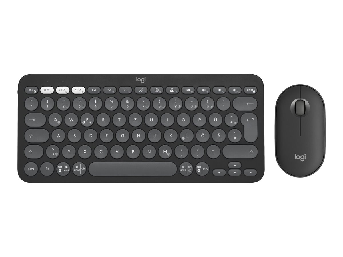 Logitech Pebble 2 Combo - Sæt med mus og tastatur - trådløs - Bluetooth LE - QWERTY - US International - tonalt hvidt