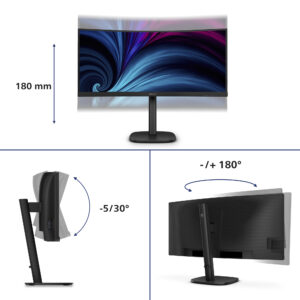 Philips 34B2U3600C - 3000 Series - LED-skærm - kurvet - 34"" - 3440 x 1440 WQHD @ 120 Hz - VA - 3500:1 - HDMI, DisplayPort, USB-C - højtalere - sort med tekstur - Billede 5