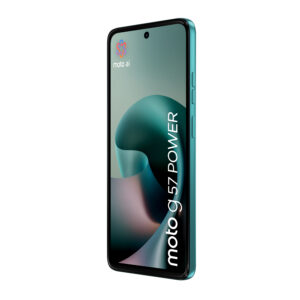 Motorola moto g57 power . Skærm diagonal: 17,1 cm (6.72""), Skærmopløsning: 2400 x 1080 pixel. Processorserie: Snapdragon, Processormodel: 6s Gen 4. RAM kapacitet: 12 GB, RAM-type: LPDDR4X, Intern lagerkapacitet: 256 GB. Bagerste kamera opløsning (numerisk): 50 MP, Bagkamera type: Dobbelt kamera. SIM-korts kapacitet: Dual SIM. Operativsystem installeret: Android 16.0. Batterikapacitet: 7000 mAh. Produktfarve: Turkis. Vægt: 210,6 g - Billede 5