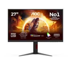 AOC Gaming U27G4XM - LED-skærm - gaming - 27"" - 3840 x 2160 4K UHD (2160p) @ 160 Hz - Fast IPS - 1000 cd/m² - 1000:1 - DisplayHDR 1000 - 1 ms - 2xHDMI, DisplayPort - sort, rød