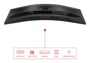 AOC CU34E4CV - LED-skærm - kurvet - USB - 34"" - 3440 x 1440 UWQHD @ 120 Hz - VA - 3500:1 - HDR10 - 4 ms - 2xHDMI, DisplayPort, USB-C - højtalere - sort - Billede 5