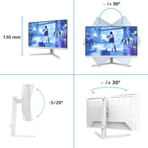 Philips Evnia 5000 27M2N5201P - LED-skærm - gaming - 27"" - 1920 x 1080 Full HD (1080p) @ 240 Hz - Fast IPS - 1000:1 - HDR10 - 0.3 ms - 2xHDMI, DisplayPort - hvid - Billede 3