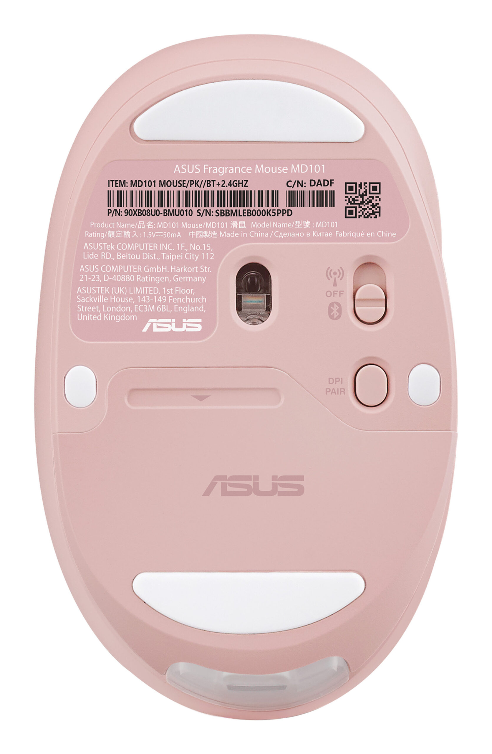 ASUS Fragrance MD101 - Mus - optisk - 4 knapper - trådløs - Bluetooth, 2.4 GHz - rosaklyde - Billede 5