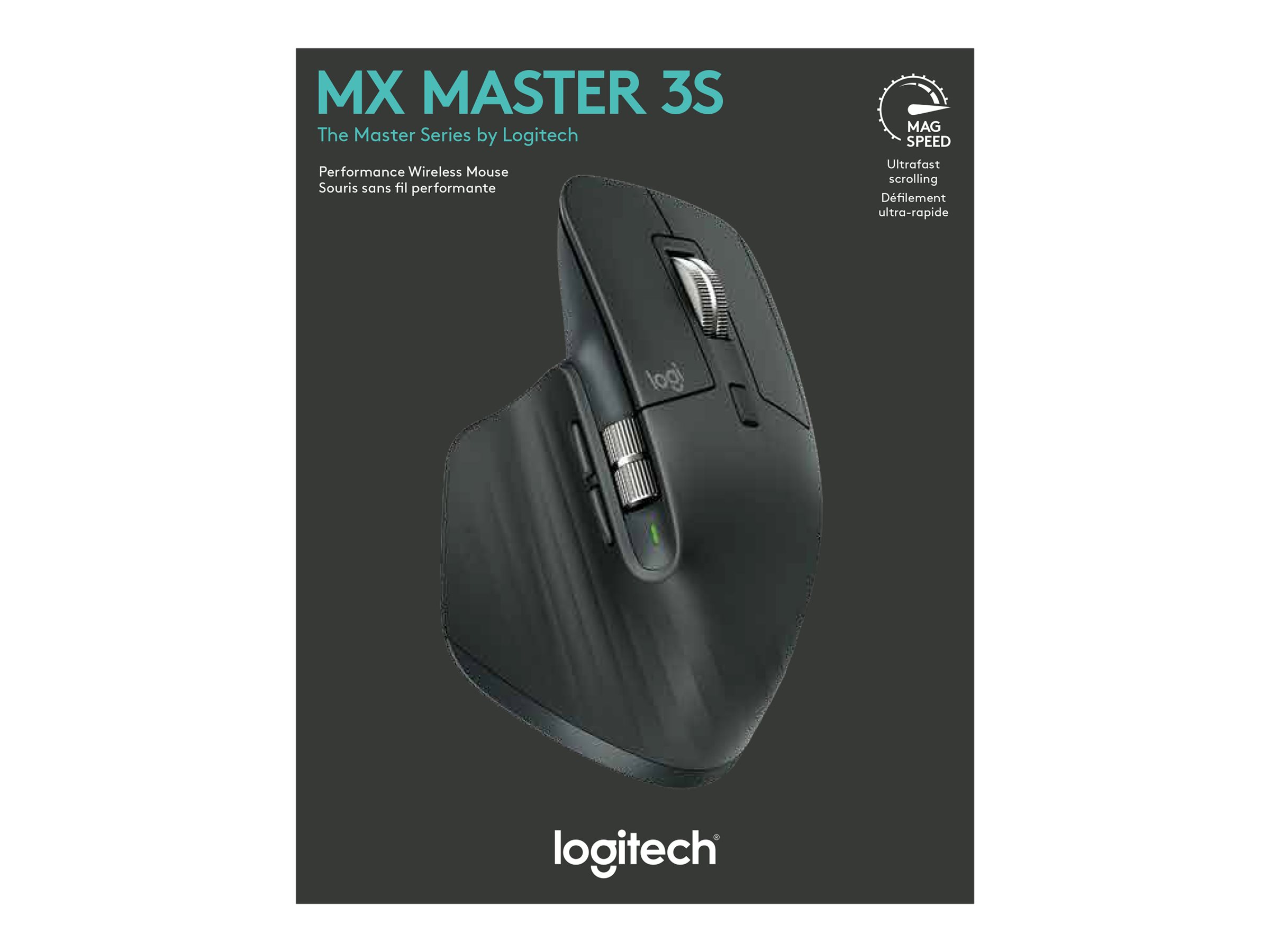 Logitech Master Series MX Master 3S - Mus - ergonomisk - optisk - 7 knapper - trådløs - Bluetooth, 2.4 GHz - Logitech Logi Bolt USB-modtager - grafit - Billede 5