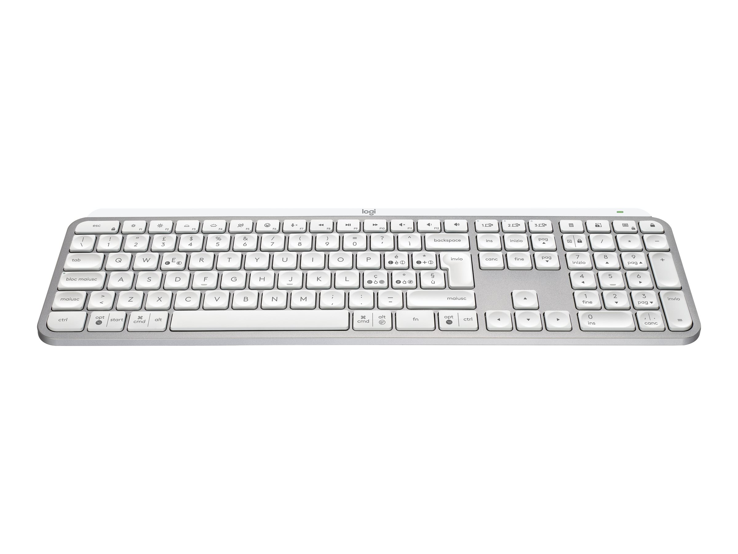 Logitech MX Keys S - Tastatur - bagbelyst - trådløs - Bluetooth LE - QWERTY - nordisk (dansk/finsk/norsk/svensk) - tastkontakt: Scissor-Key - bleg grå