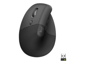 Logitech Lift for Business - Lodret mus - ergonomisk - venstrehåndet - 6 knapper - trådløs - Bluetooth, 2.4 GHz - Logitech Logi Bolt USB-modtager - grafit