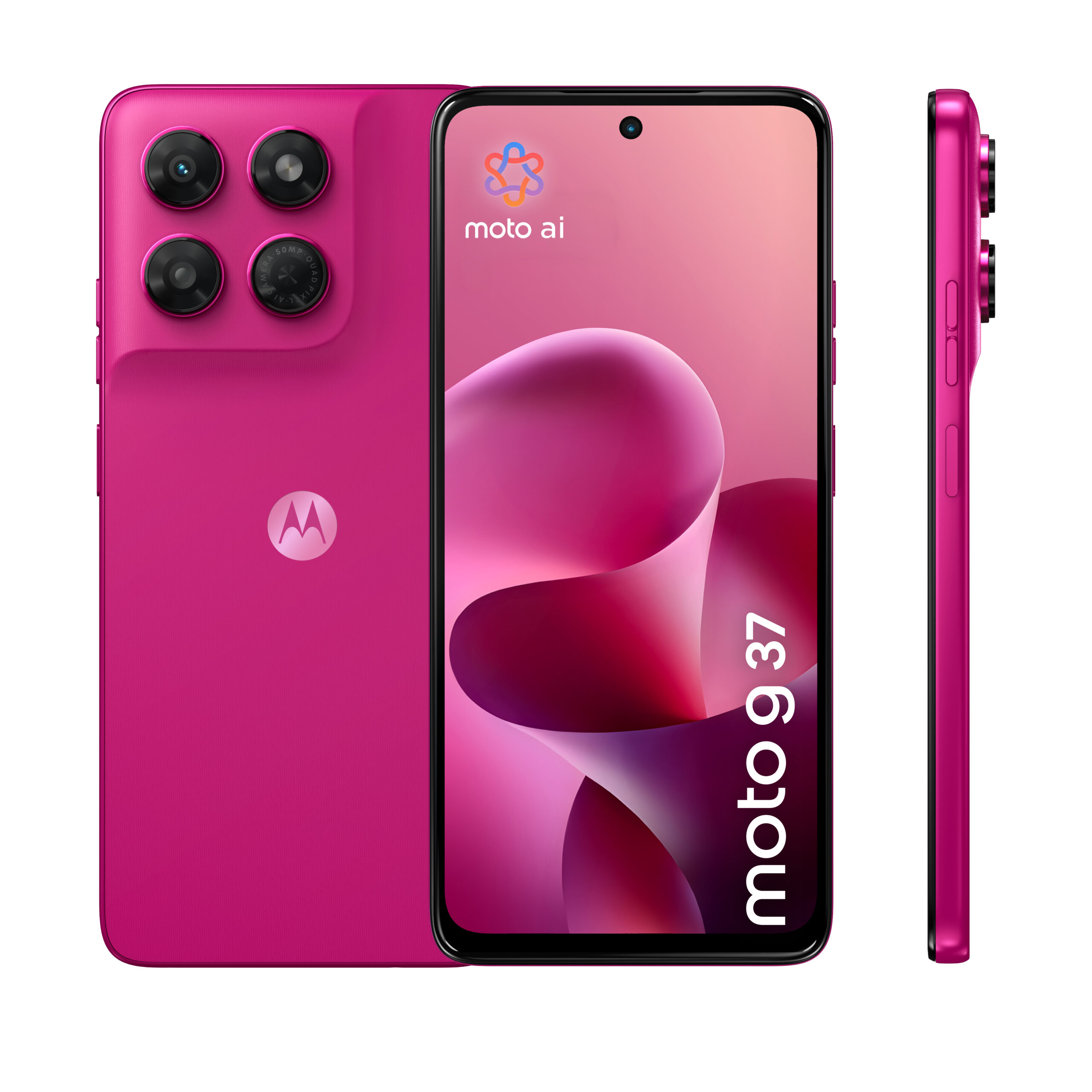 Motorola Moto G37 - 5G smartphone - dual-SIM - RAM 4 GB / Intern hukommelse 128 GB - microSD slot - LCD-skærm - 6.67"" - 1604 x 720 pixels (120 Hz) - 2x bagkameraer 50 MP - front camera 8 MP - fuchsiarød - Billede 2