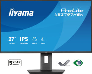 iiyama ProLite XB2797HSN-B1 - LED-skærm - 27"" - 1920 x 1080 Full HD (1080p) @ 100 Hz - IPS - 350 cd/m² - 1500:1 - 1 ms - HDMI, DisplayPort, USB-C - højtalere - sort - Billede 2