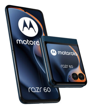 Motorola razr 60. Skærm diagonal: 17,5 cm (6.9""), Skærmopløsning: 2640 x 1080 pixel. Processorserie: MediaTek Dimensity. RAM kapacitet: 8 GB, Intern lagerkapacitet: 256 GB. Bagerste kamera opløsning (numerisk): 50 MP, Bagkamera type: Dobbelt kamera. SIM-korts kapacitet: Dual SIM. Operativsystem installeret: Android 15. Batterikapacitet: 4500 mAh. Produktfarve: Blå. Vægt: 188 g