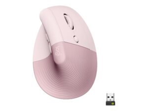 Logitech Lift Vertical Ergonomic Mouse - Lodret mus - ergonomisk - optisk - 6 knapper - trådløs - Bluetooth, 2.4 GHz - Logitech Logi Bolt USB-modtager - rose