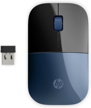 HP Z3700 - Mus - 3 knapper - trådløs - 2.4 GHz - trådløs modtager (USB) - blå - for OMEN Obelisk by HP 875 HP 27 Laptop 15 Pavilion Gaming TG01 Spectre x360 Laptop
