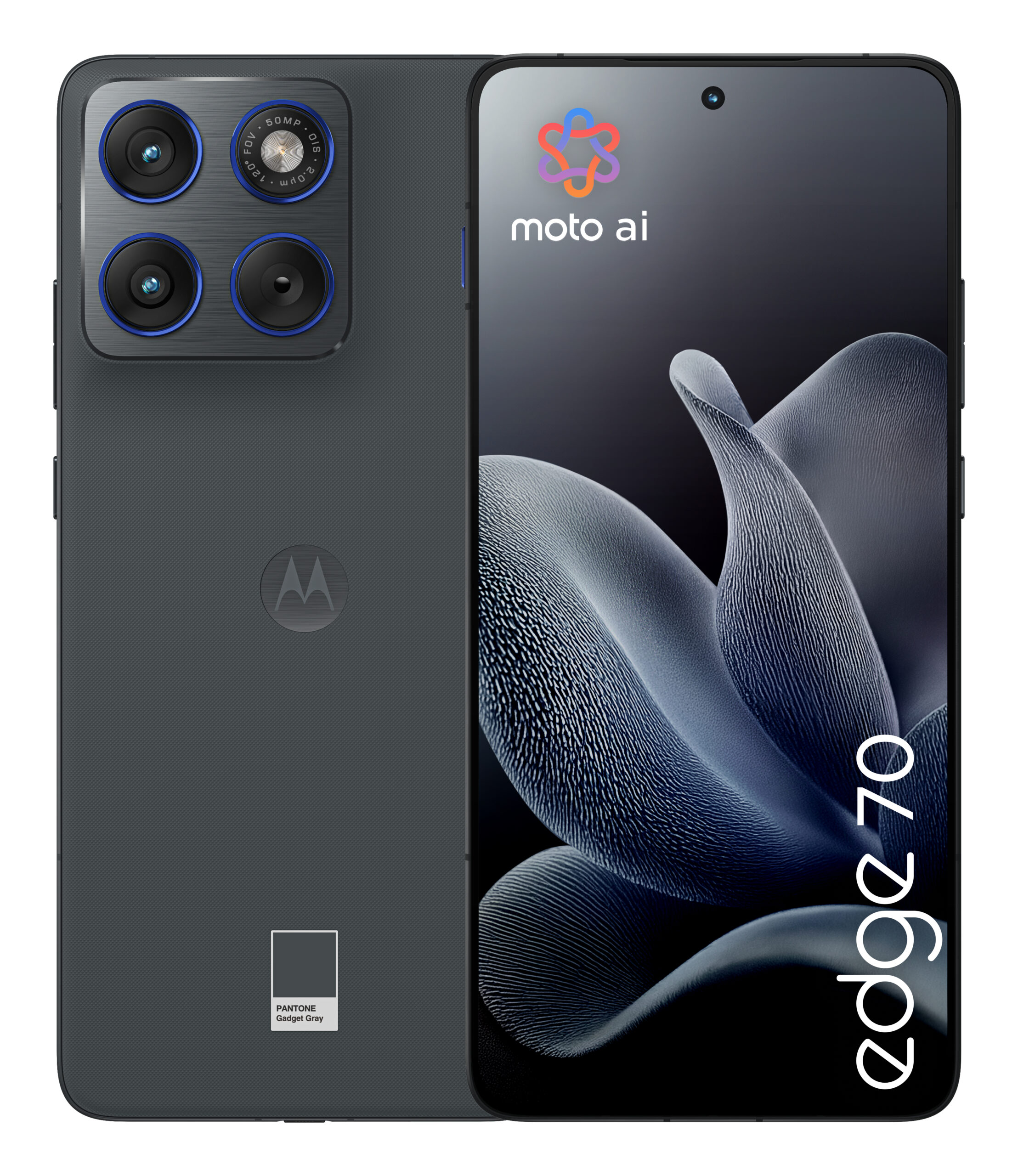 Motorola Edge 70 - 5G smartphone - dual-SIM - RAM 12 GB / Intern hukommelse 512 GB - pOLED display - 6.67"" - 2712 x 1220 pixels (120 Hz) - 3x bagkamera 50 MP, 50 MP - front camera 50 MP - pantone gadgetgrå