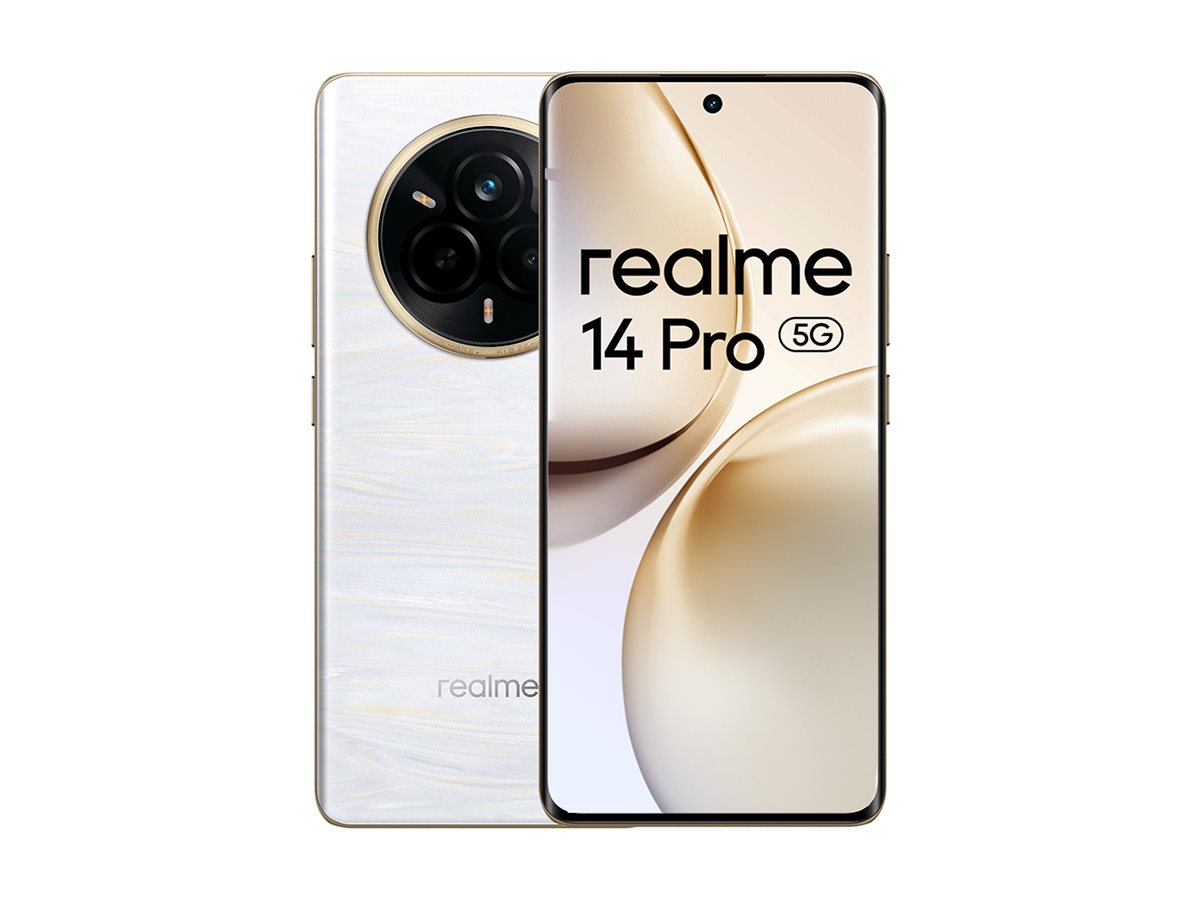 Realme 14 Pro - 5G smartphone - dual-SIM - RAM 8 GB / Intern hukommelse 256 GB - OLED display - 6.77"" - 2392 x 1080 pixels (120 Hz) - 2x bagkameraer 50 MP, 2 MP - front camera 16 MP - perlehvid