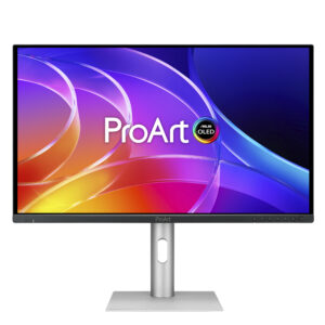 ASUS ProArt OLED PA279CDV. Skærm diagonal: 67,3 cm (26.5""), Skærmopløsning: 3840 x 2160 pixel, HD-type: 4K Ultra HD, Skærmteknologi: QD-OLED, Responstid: 0,1 ms, Naturligt aspektforhold: 16:9, Synsvinkel, horisontal: 178°, Synsvinkel, vertikal: 178°. Indbyggede højttaler(e). Indbygget USB-hub, USB-hub-version: 3.2 Gen 1 (3.1 Gen 1). VESA montering, Højdejustering. Produktfarve: Sort, Sølv