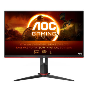 AOC Gaming 27G2ZN3/BK - LED-skærm - gaming - 27"" - 1920 x 1080 Full HD (1080p) @ 280 Hz - VA - 300 cd/m² - 4000:1 - HDR10 - 0.5 ms - 2xHDMI, DisplayPort - sort, rød