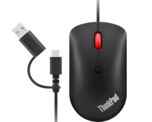 Lenovo ThinkPad Compact - Mus - højre- og venstrehåndet - optisk - 4 knapper - kablet - USB, USB-C - ravnsort - OEM - for ThinkPad T16 Gen 4 21QN