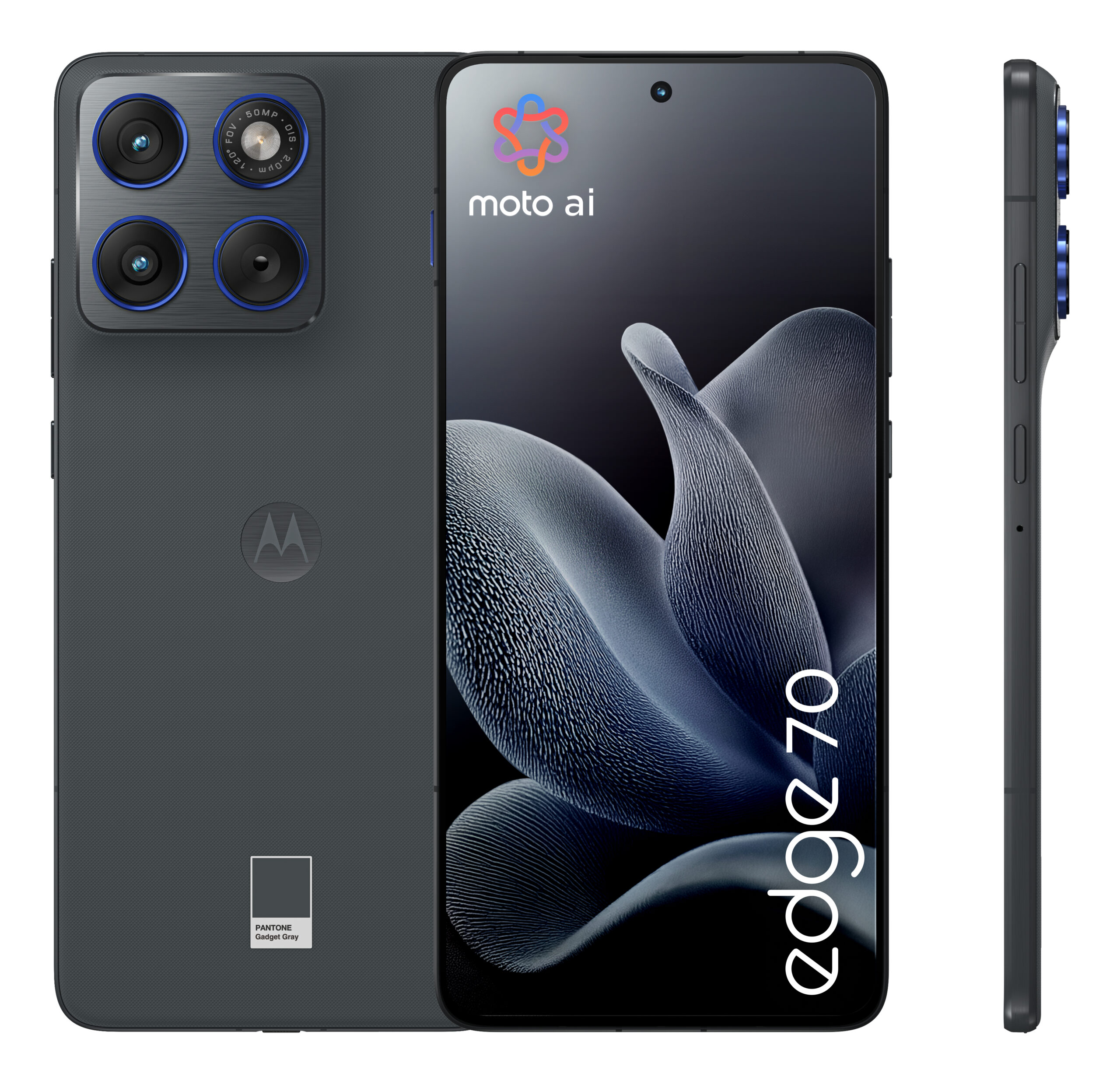 Motorola Edge 70 - 5G smartphone - dual-SIM - RAM 12 GB / Intern hukommelse 512 GB - pOLED display - 6.67"" - 2712 x 1220 pixels (120 Hz) - 3x bagkamera 50 MP, 50 MP - front camera 50 MP - pantone gadgetgrå - Billede 2