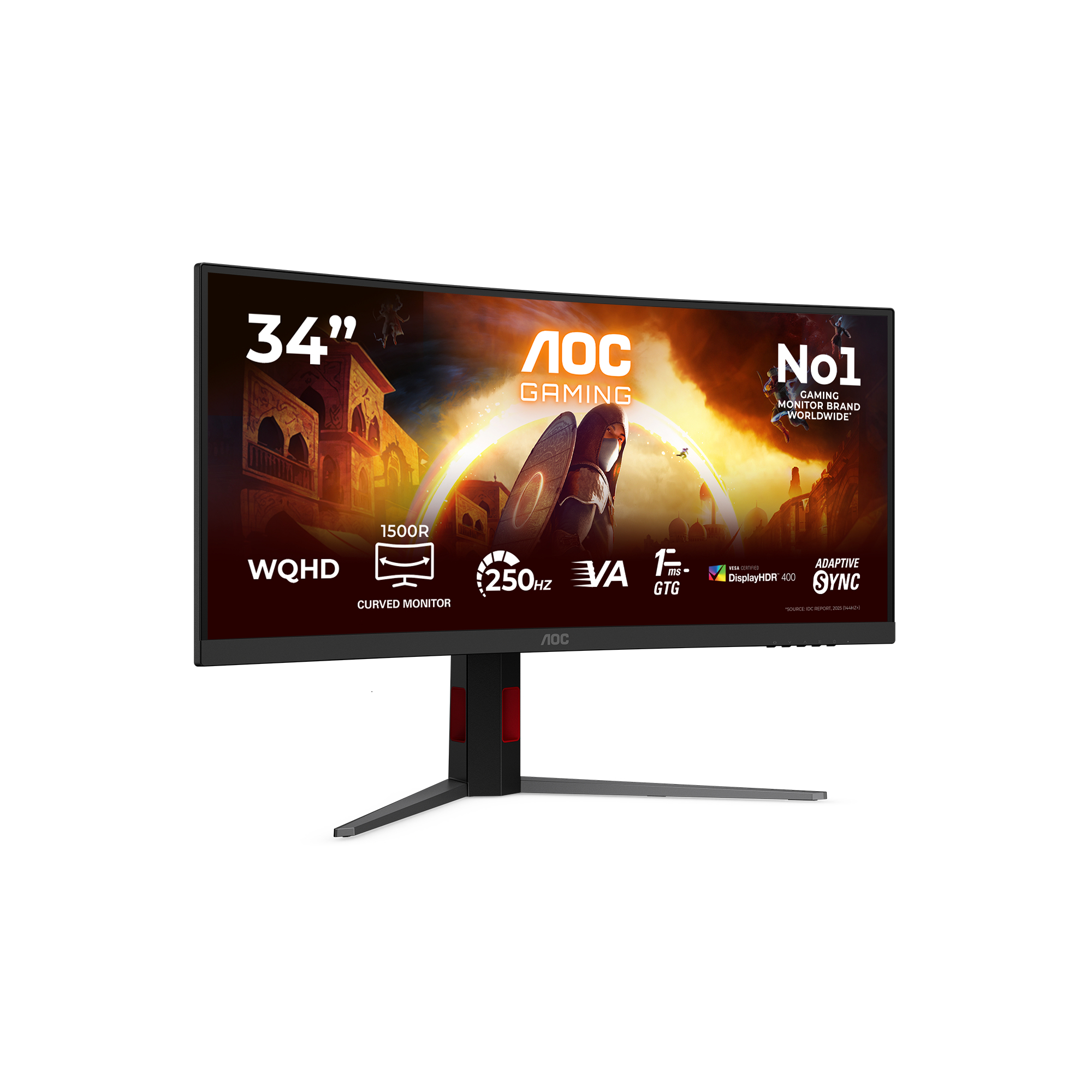 AOC G4 CU34G4ZCA computerskærm 86,4 cm (34") 3440 x 1440 pixel Wide Quad HD Sort, Rød - Billede 2