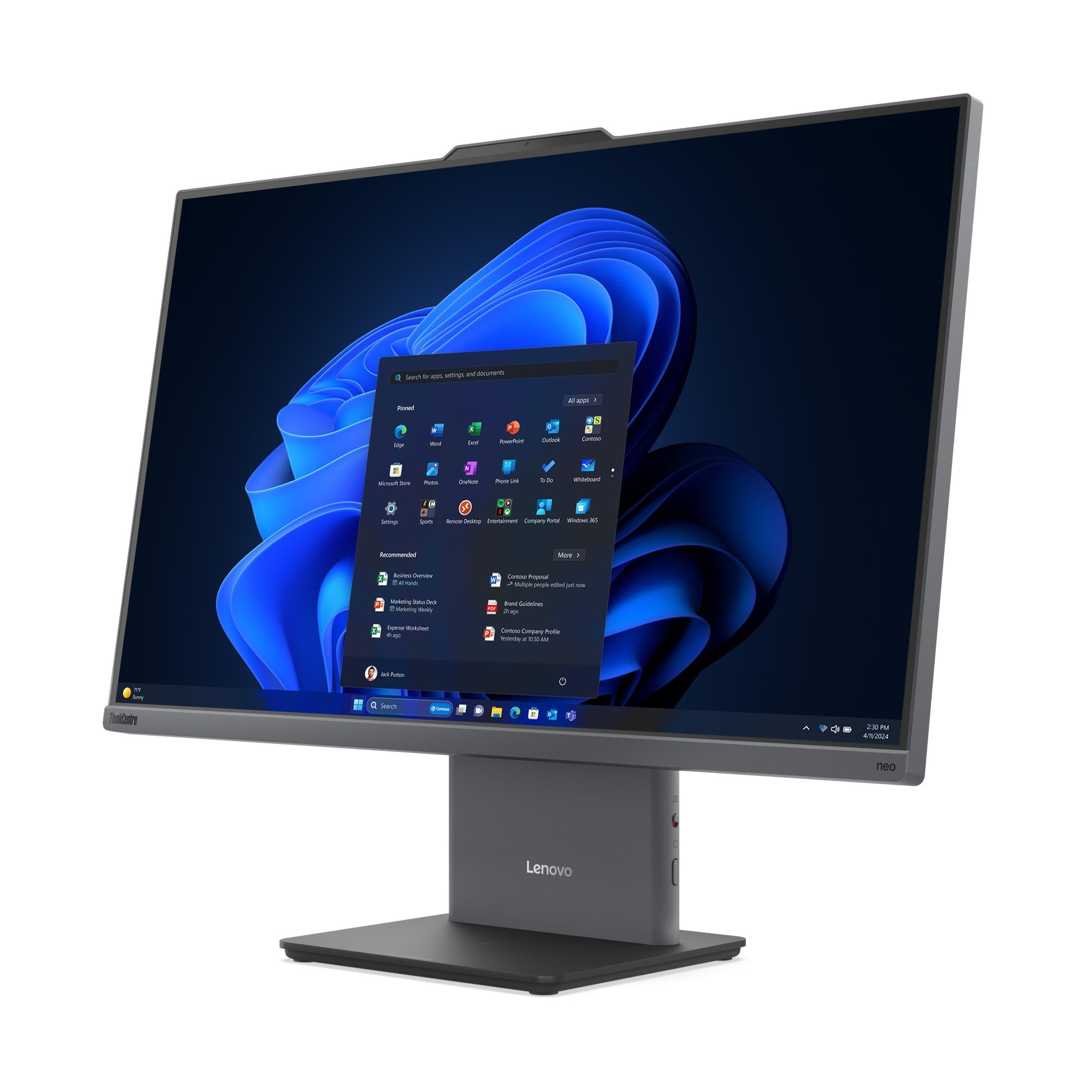 Lenovo ThinkCentre neo 50a 24 Gen 6 LNL Intel Core Ultra 5 226V 60,5 cm (23.8") 1920 x 1080 pixel All-in-One PC 16 GB LPDDR5x-SDRAM 512 GB SSD Windows 11 Pro Wi-Fi 6 (802.11ax) Grå - Billede 3