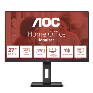 AOC Essential-line Q27E3UMF - LED-skærm - 27"" - 2560 x 1440 QHD @ 75 Hz - VA - 300 cd/m² - 4000:1 - 4 ms - HDMI, DisplayPort - højtalere - sort