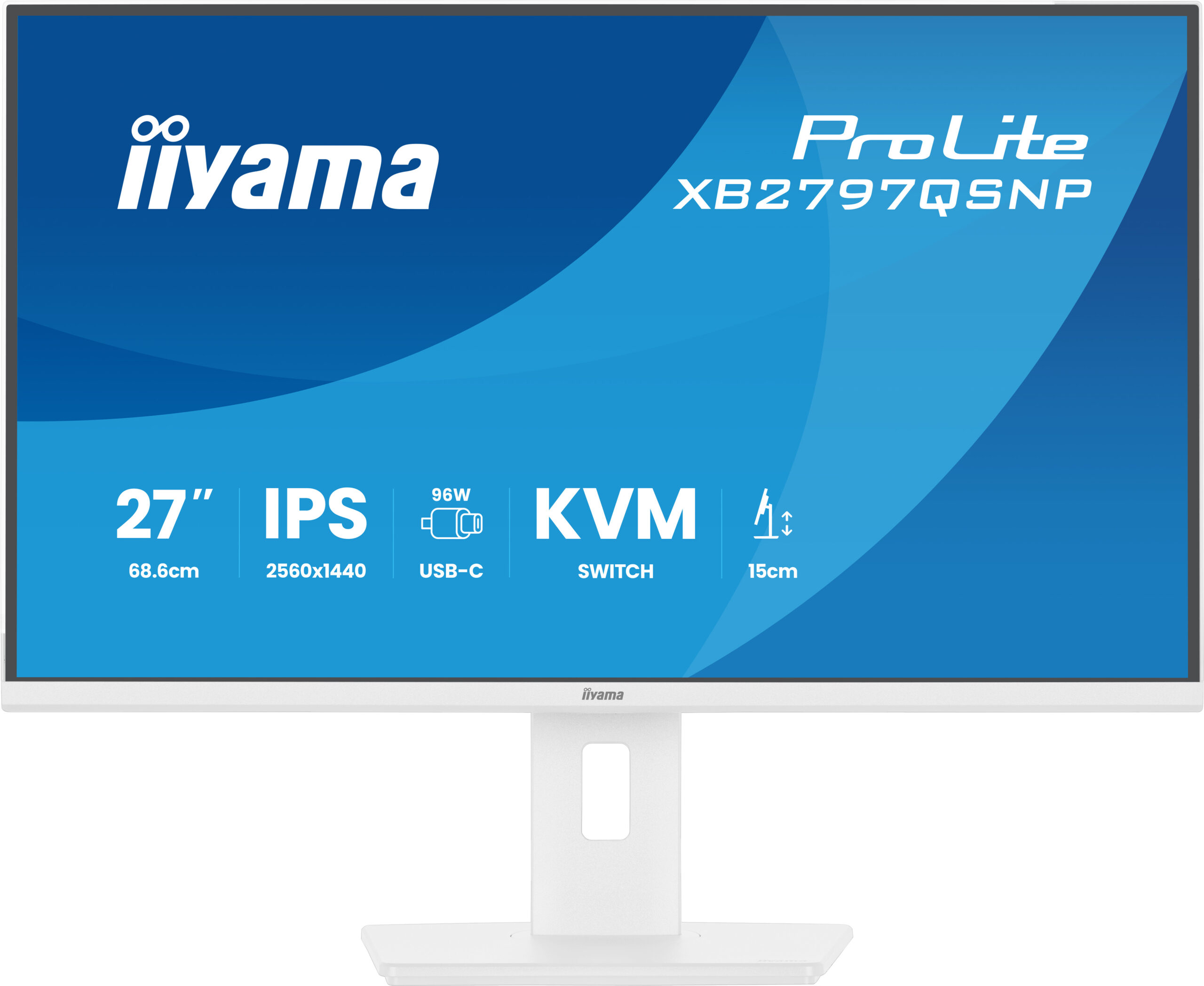 iiyama ProLite XB2797QSNP-W1 - LCD-skærm - 27"" - 2560 x 1440 QHD @ 75 Hz - IPS - 350 cd/m² - 1000:1 - 1 ms - HDMI, DisplayPort, USB-C - højtalere - hvid, mat - Billede 4