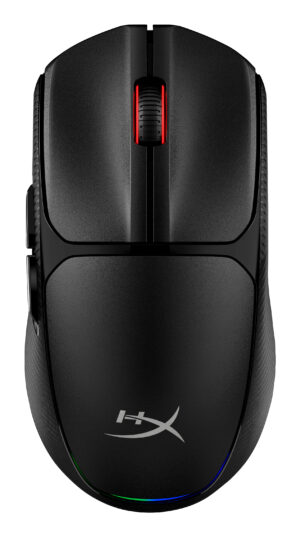 HyperX Pulsefire Fuse - Mus - ergonomisk design, programmerbare knapper - optisk - 6 knapper - trådløs - 2.4 GHz, Bluetooth - sort