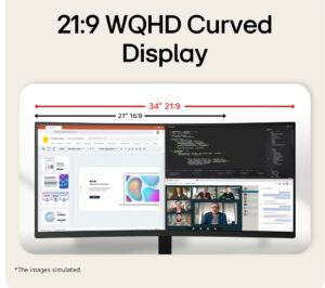 LG UltraWide 34U601B-B - LED-skærm - kurvet - 34"" - 3440 x 1440 WQHD @ 120 Hz - VA - 250 cd/m² - 3000:1 - HDR10 - 5 ms - 2xHDMI, DisplayPort - Billede 5