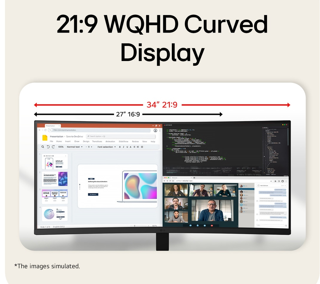 LG UltraWide 34U601B-B - LED-skærm - kurvet - 34"" - 3440 x 1440 WQHD @ 120 Hz - VA - 250 cd/m² - 3000:1 - HDR10 - 5 ms - 2xHDMI, DisplayPort - Billede 5