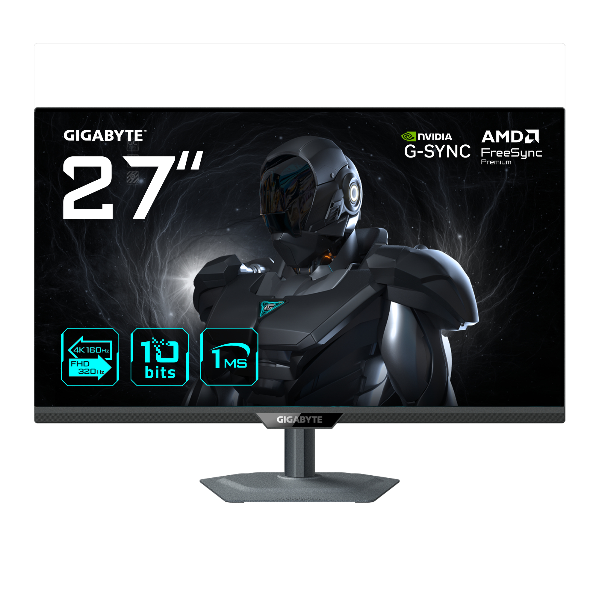 Gigabyte G27UP - LED-skærm - gaming - 27"" - 3840 x 2160 UHD @ 160 Hz - SS IPS - 400 cd/m² - 1000:1 - HDR10 - 1 ms - 2xHDMI, DisplayPort