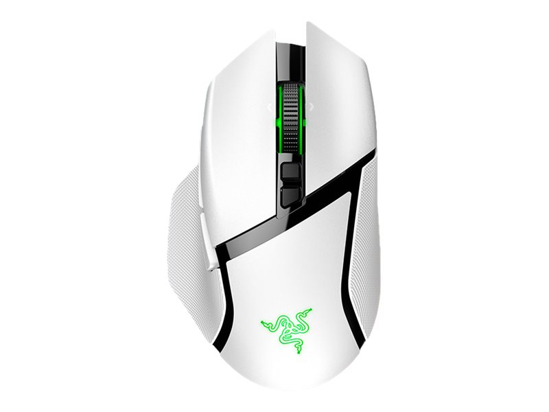 Razer Basilisk V3 pro - Mus - ergonomisk - højrehåndet - optisk - 11 knapper - kablet, trådløs - Bluetooth, 2.4 GHz - trådløs modtager (USB) - hvid