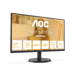 AOC Basic-line U27B3M - B3 Series - LED-skærm - 27"" - 3840 x 2160 4K UHD (2160p) @ 60 Hz - VA - 300 cd/m² - 3500:1 - HDR10 - 4 ms - HDMI, DisplayPort - sort