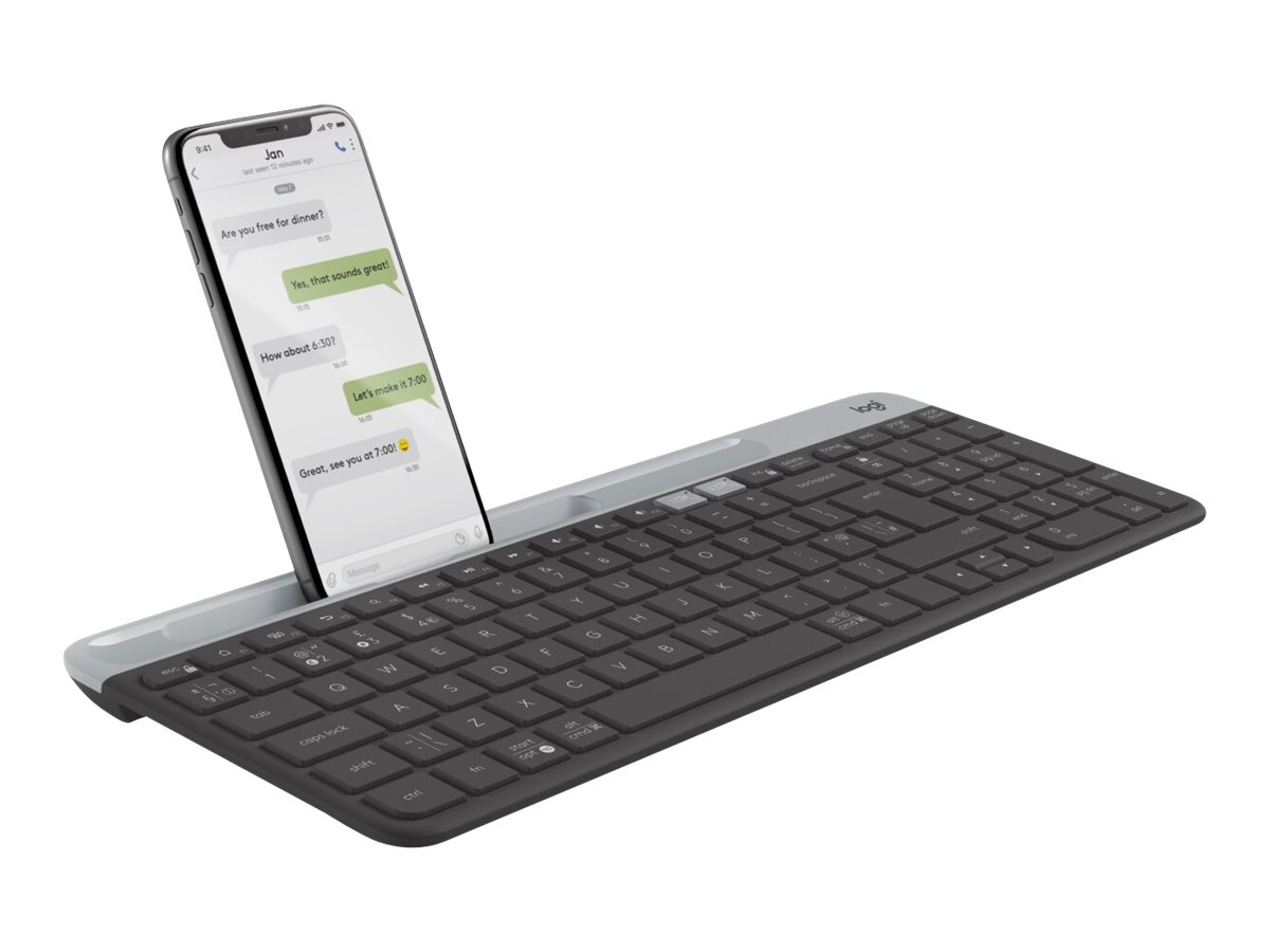 Logitech Slim Multi-Device K580 - Tastatur - trådløs - Bluetooth, 2.4 GHz - Pan Nordic - grafit - Billede 3