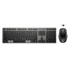 HP 725 - Sæt med mus og tastatur - multi-enhed, genopladelig, drevet af superkondensator - full size - trådløs - Bluetooth, 2.4 GHz - Pan Nordic - nattesort - Smart Buy