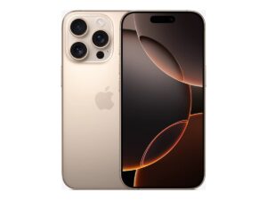 Apple iPhone 16 Pro - 5G smartphone - dual-SIM / Intern hukommelse 128 GB - OLED-skærm - 6.3"" - 2622 x 1206 pixels (120 Hz) - 3x bagkamera 48 MP, 48 MP, 12 MP - front camera 12 MP - ørken titanium - Preowned Grade C