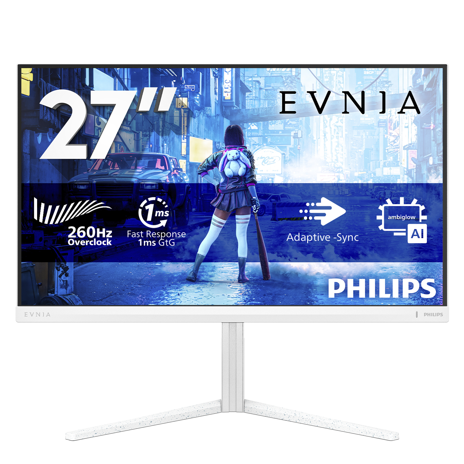 Philips Evnia 5000 27M2N5201P - LED-skærm - gaming - 27"" - 1920 x 1080 Full HD (1080p) @ 240 Hz - Fast IPS - 1000:1 - HDR10 - 0.3 ms - 2xHDMI, DisplayPort - hvid