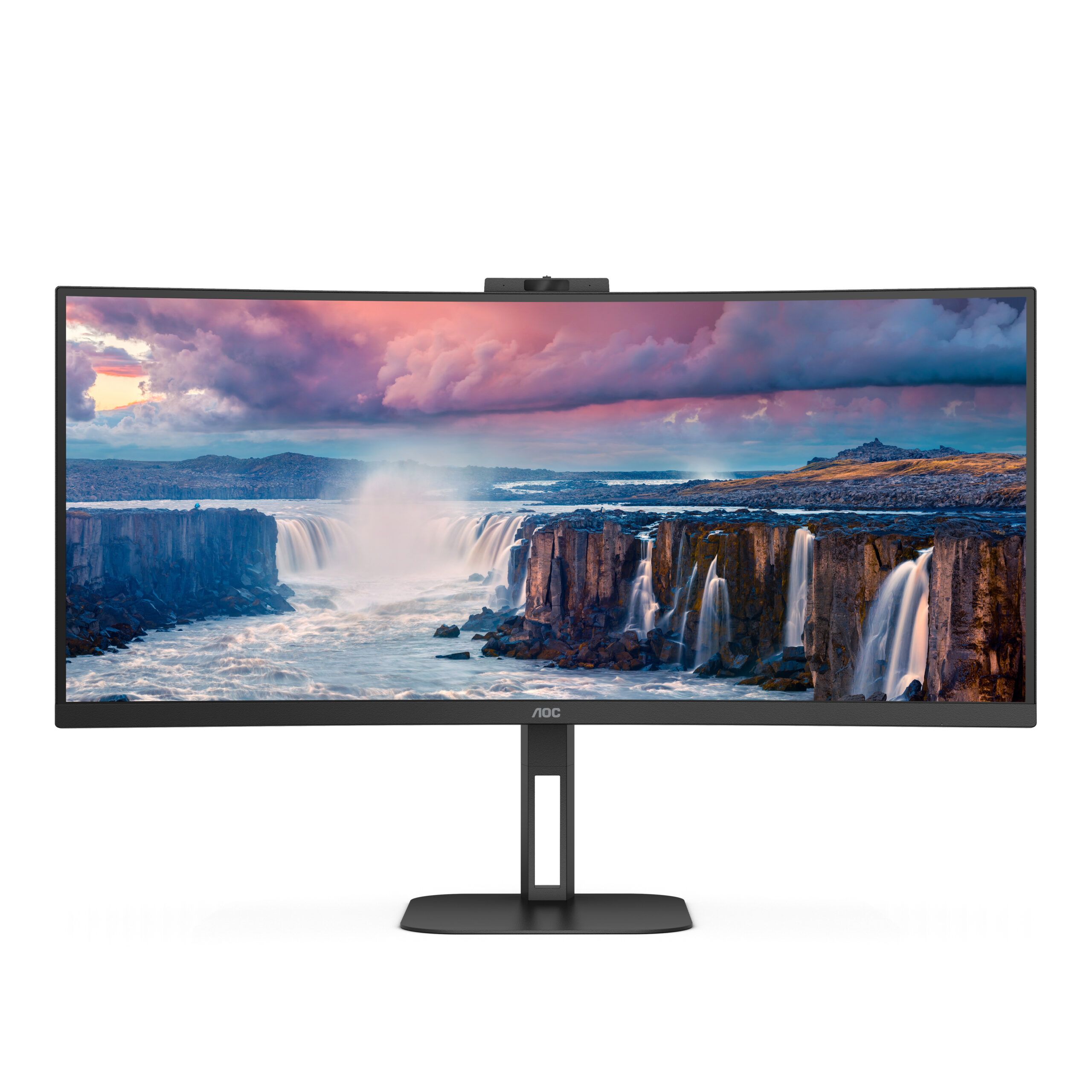 AOC Value-line CU34V5CW/BK - V5 series - LED-skærm - kurvet - 34"" - 3440 x 1440 WQHD @ 100 Hz - VA - 300 cd/m² - 3000:1 - 4 ms - HDMI, DisplayPort, USB-C - højtalere - sort - Billede 3