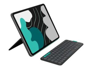 Logitech Flip Folio - Tastatur og folio-kasse - full size - trådløs - Bluetooth 5.1 LE - QWERTY - nordisk (dansk/finsk/norsk/svensk) - grafit - for Apple 13-inch iPad Air (M2, M3) 13-inch iPad Pro (M4, M5)