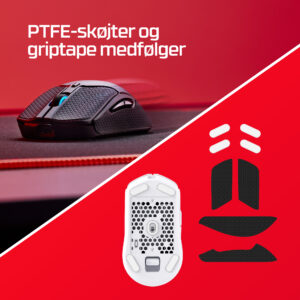 HyperX Pulsefire Haste 2 - Mus - optisk - 6 knapper - trådløs, kablet - 2.4 GHz, Bluetooth 5.0 - trådløs modtager (USB) - hvid - Billede 3