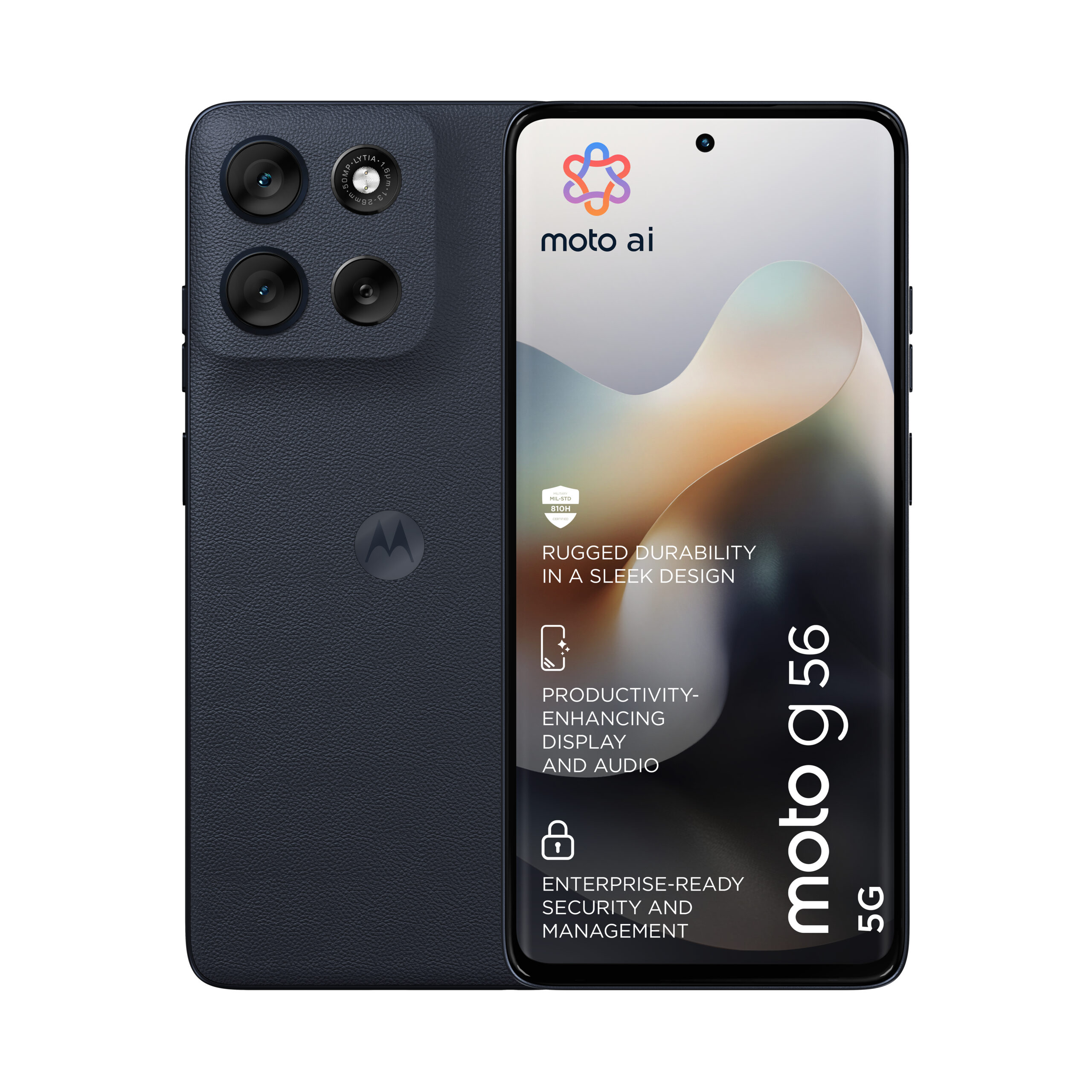 Motorola Moto G56 - 5G smartphone - dual-SIM - RAM 8 GB / Intern hukommelse 256 GB - microSD slot - LCD-skærm - 6.72"" - 2400 x 1080 pixels - (120 Hz) - 2x bagkameraer 50 MP, 8 MP - front camera 32 MP - pantone sort østers